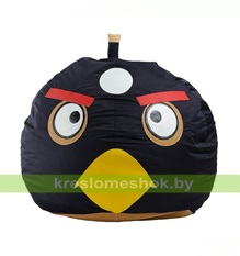 Кресло мешок Птичка Шар  экокожа (80 x 80 см) в черном цвете