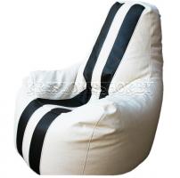 Кресло мешок Спортинг экокожа с полосками белое