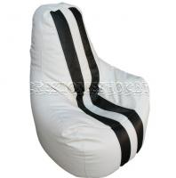 Кресло мешок Спортинг экокожа с полосками белое