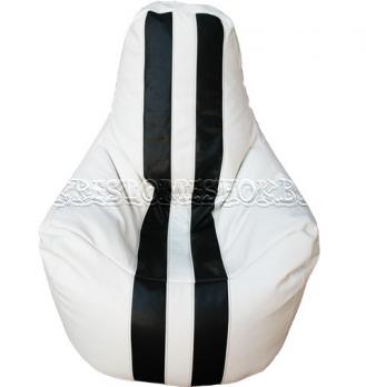 Кресло мешок Спортинг экокожа с полосками белое