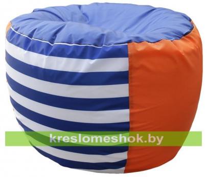 Кресло мешок Груша Макси Дачное (основа оранжевая, вставка синяя и полосатая)