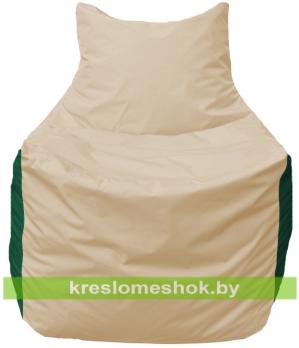 Кресло мешок Фокс Ф2.1-137 (основа бежевая, вставка зелёная тёмная)