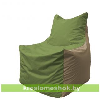 Кресло мешок Фокс Ф2.1-190 (основа оливковая тёмная, вставка бежевая тёмная)