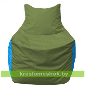 Кресло мешок Фокс Ф2.1-229 (основа оливковая, вставка голубая)