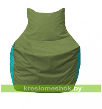 Кресло мешок Фокс Ф2.1-230 (основа оливковая, вставка бирюзовая)