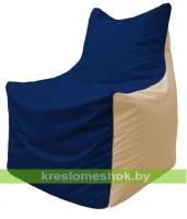 Кресло мешок Фокс Ф2.1-42 (основа синяя тёмная, вставка бежевая)