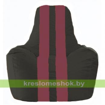 Кресло-мешок Спортинг С1.1-394 (основа черная, вставка бордовая)