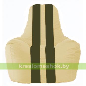 Кресло мешок Спортинг С1.1-135 (основа бежевая, вставка оливковая тёмная)