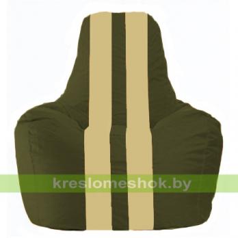 Кресло мешок Спортинг С1.1-54 (основа оливковая тёмная, вставка бежевая)