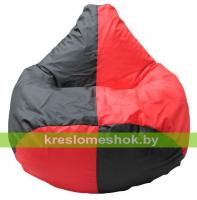 Кресло мешок Груша Арлекино (основа чёрная, вставка красная)