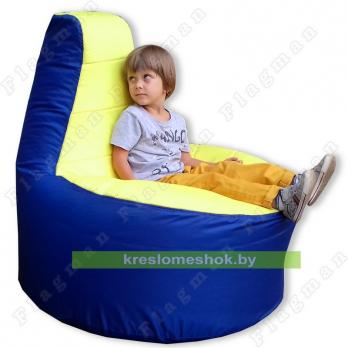 Кресло мешок Трон (основа синяя, вставка желтая)