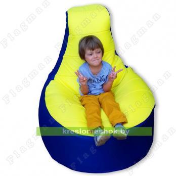 Кресло мешок Трон (основа синяя, вставка желтая)